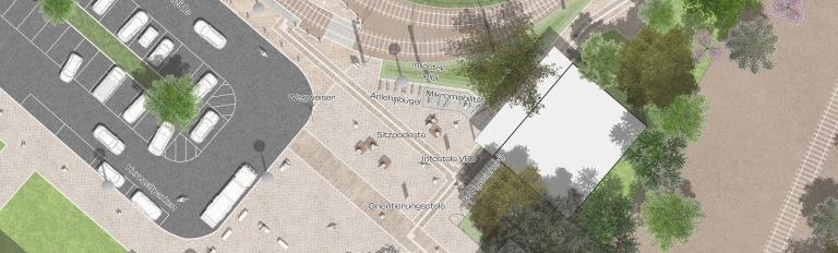 Abgebildet ist ein Plan des Bahnhofs Pirschheide, auf welchem die geplanten Verbesserungen dargestellt sind.